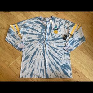 NWT BoxLunch Disney Our Universe Stitch Ohana blue tie dye spirit tee